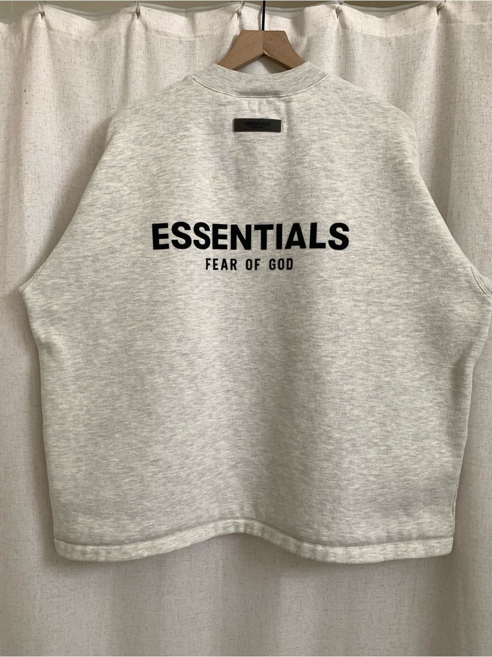 Essentials Crewneck Sweatshirt in Light Gray  Black Patch Felt Letters Label Med